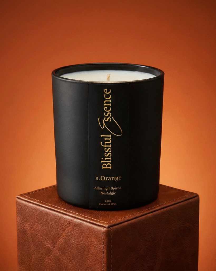 blissful essence spiced orange scented candle